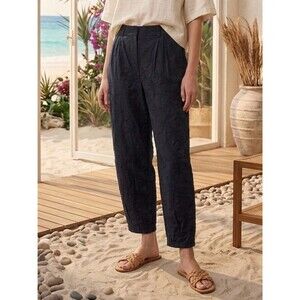 House of Harlow 1960 Black Embroidered Palm Trees Barrel Leg Pants Size S